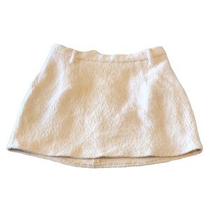 In the Style Womens Mini Skirt Sz 14 Runs Small Ivory Fuzzy Zip Lined Winter